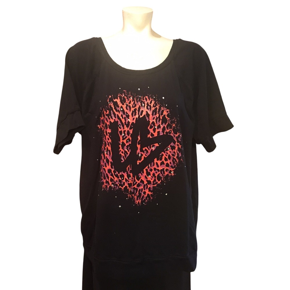 Lane Bryant‎ Womens Embellished Rhinestone Top 18/20 Black Pink